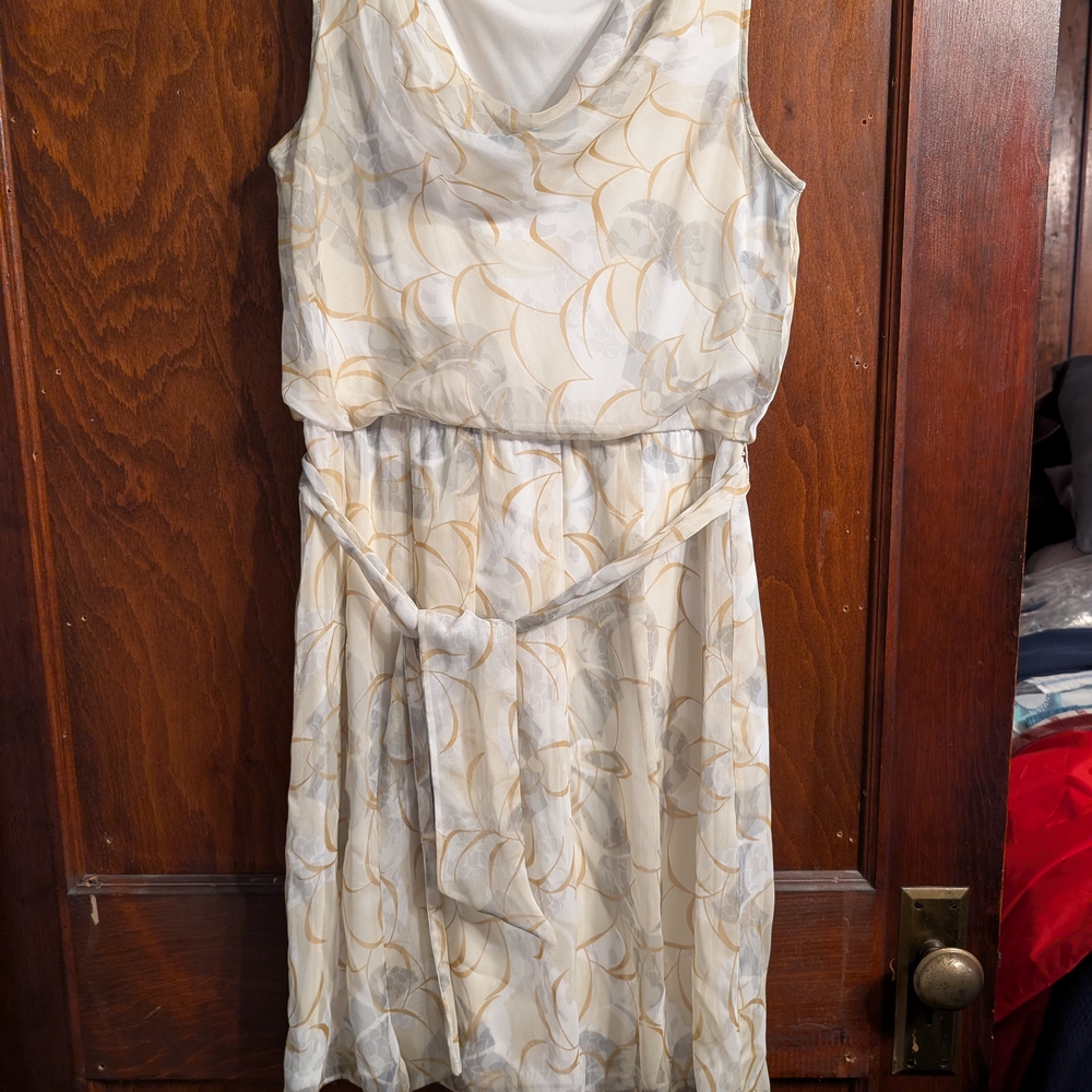 The Limited White and Gold Midi Dress